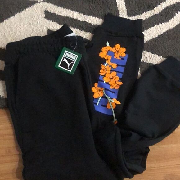 PUMA SAKURA SWEAT PANT Women’s SZ LG NWT PUMA BLACK - Picture 3 of 5